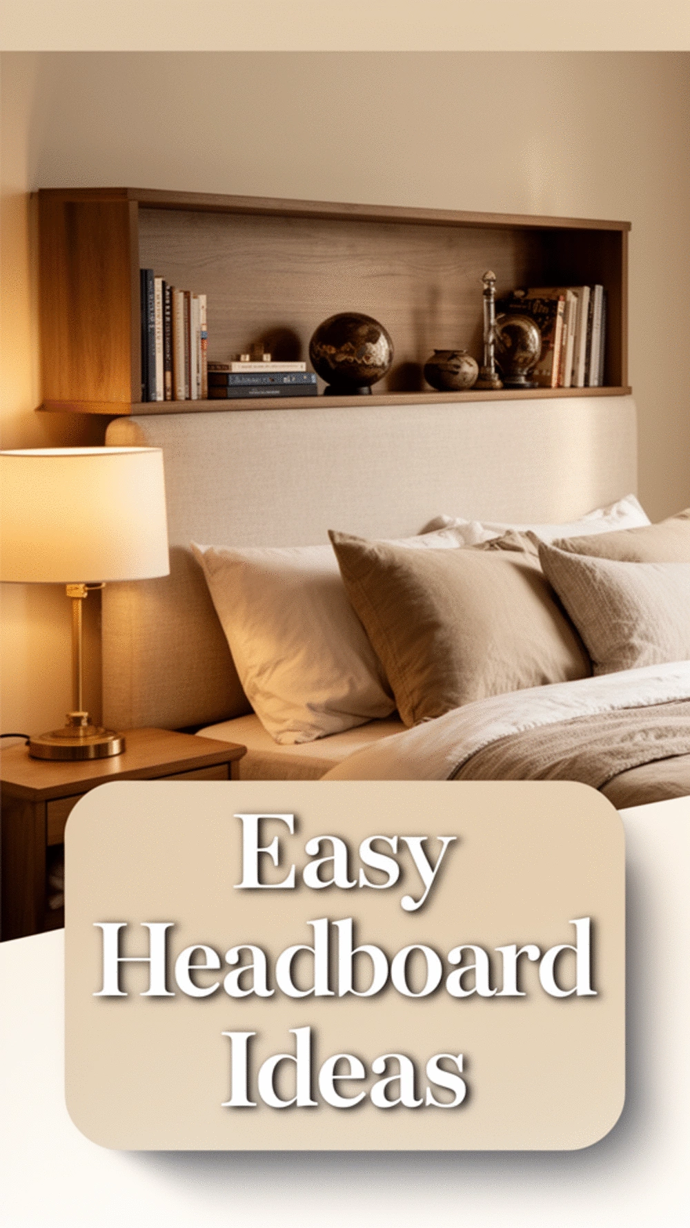 DIY Bedroom Headboard with Built-In Shelf That Adds Nightstand Storage to Any Bed