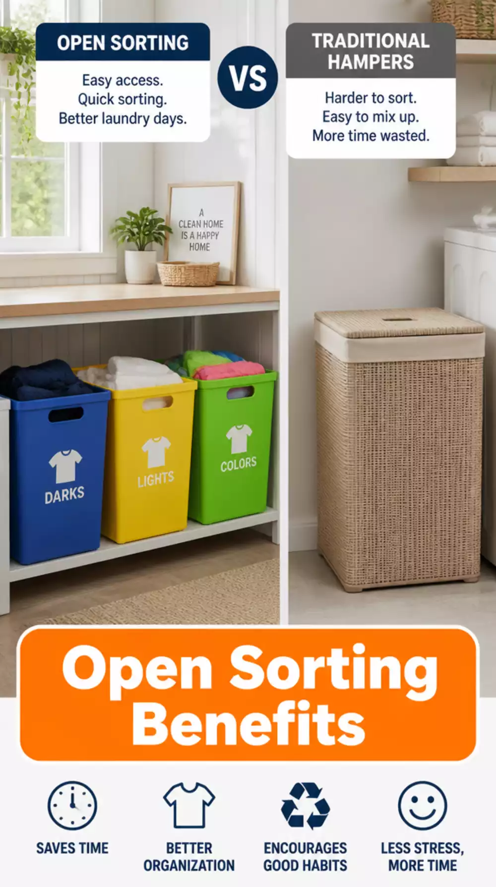 Why Open Laundry Sorting Beats Lidded Hampers for ADHD Households Every Time