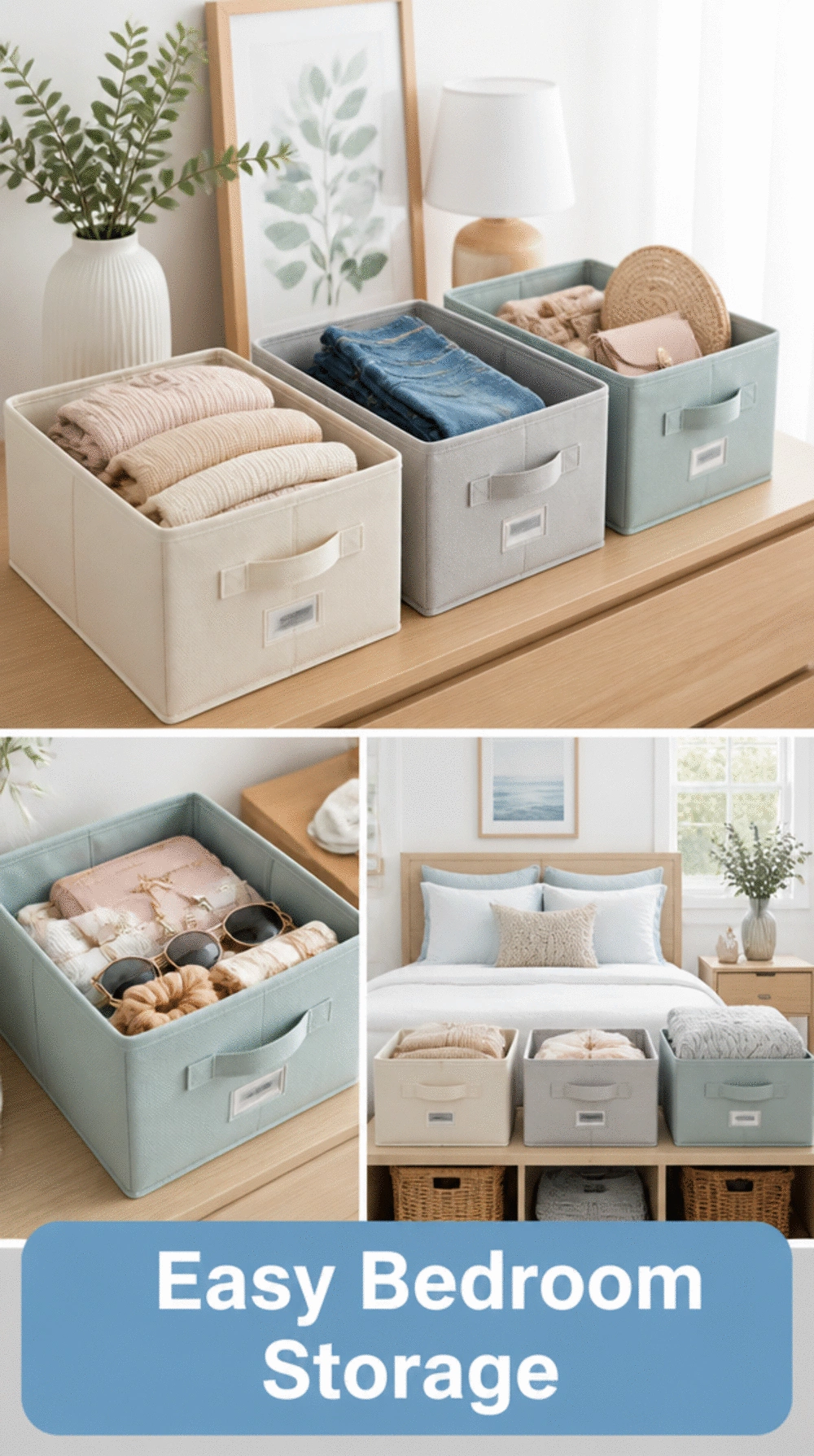 Bedroom No-Fold Drawer System Using Open Bins That Removes Sorting Steps