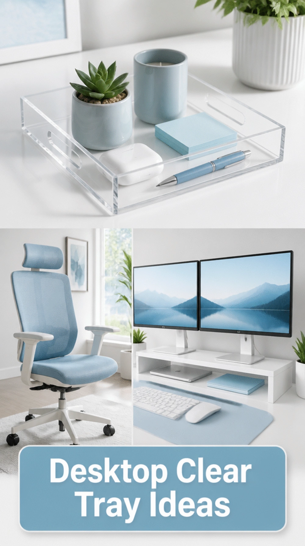 Home Office Desktop Clear Tray That Limits the Surface to Only Today's Items