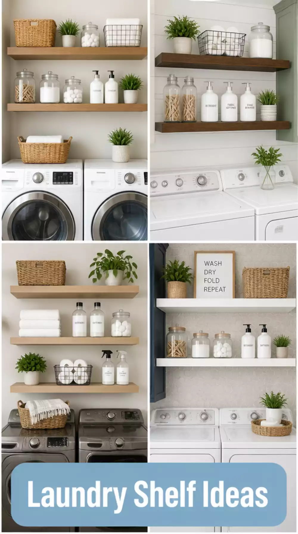 Laundry Room Over-Machine Floating Shelf That Holds Detergent Above the Drum