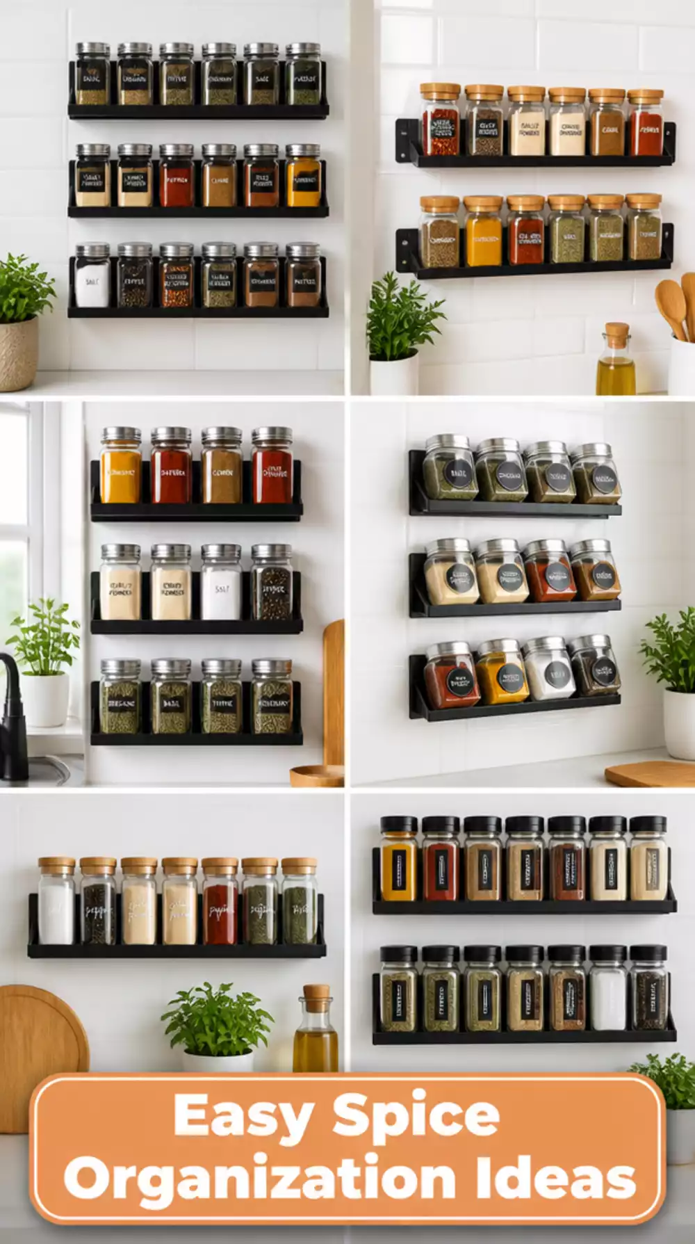 Renter Kitchen Adhesive Spice Rack Strip That Mounts on a Tile Backsplash Safely