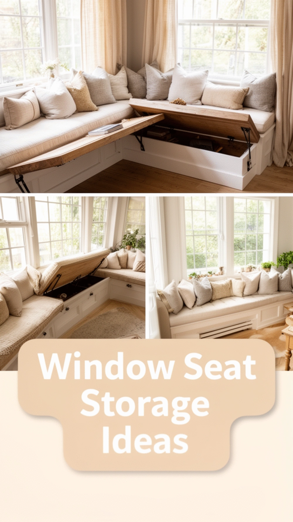 DIY Bedroom Window Seat Bench with Hinged Lid That Creates Hidden Under-Seat Storage