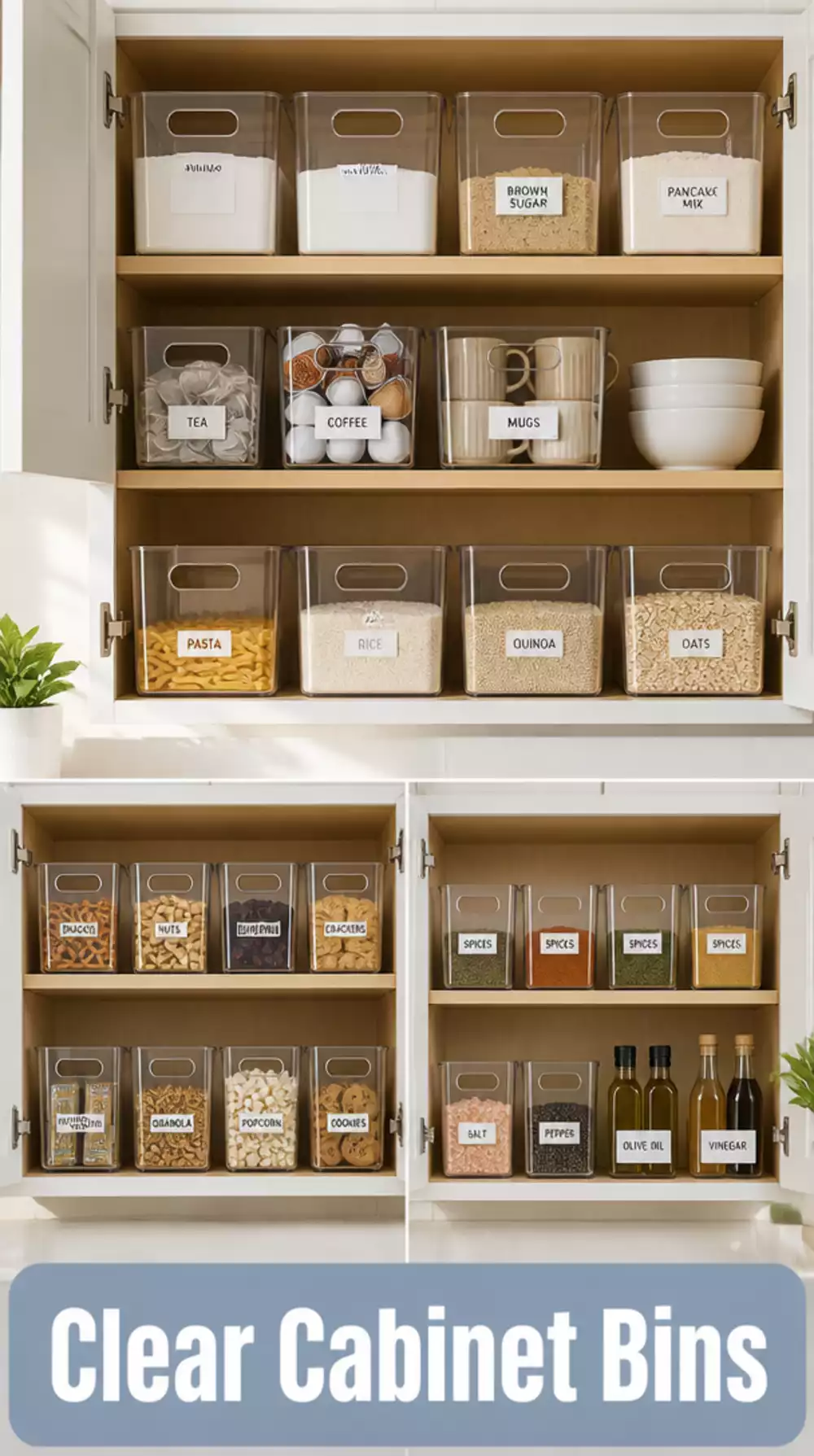 Kitchen Clear Cabinet Bins That Make Every Item Visible Without Opening Drawers