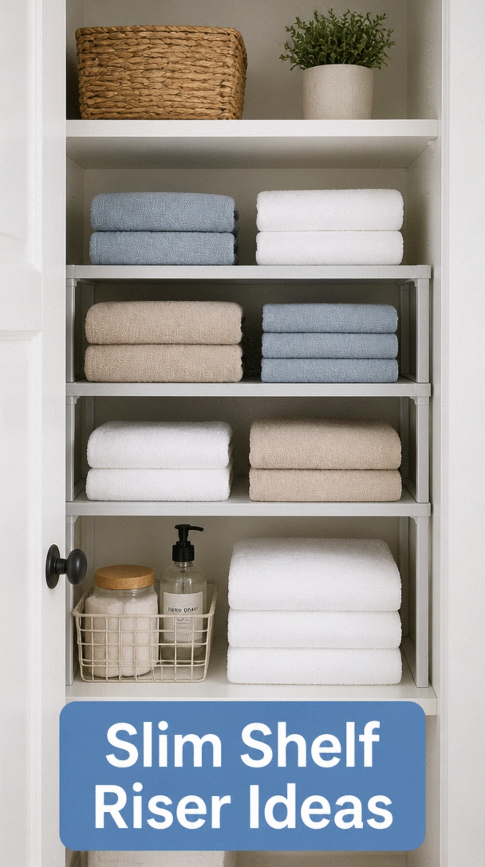 The Linen Closet Slim Shelf Riser That Doubles Towel Storage on a Single Shelf