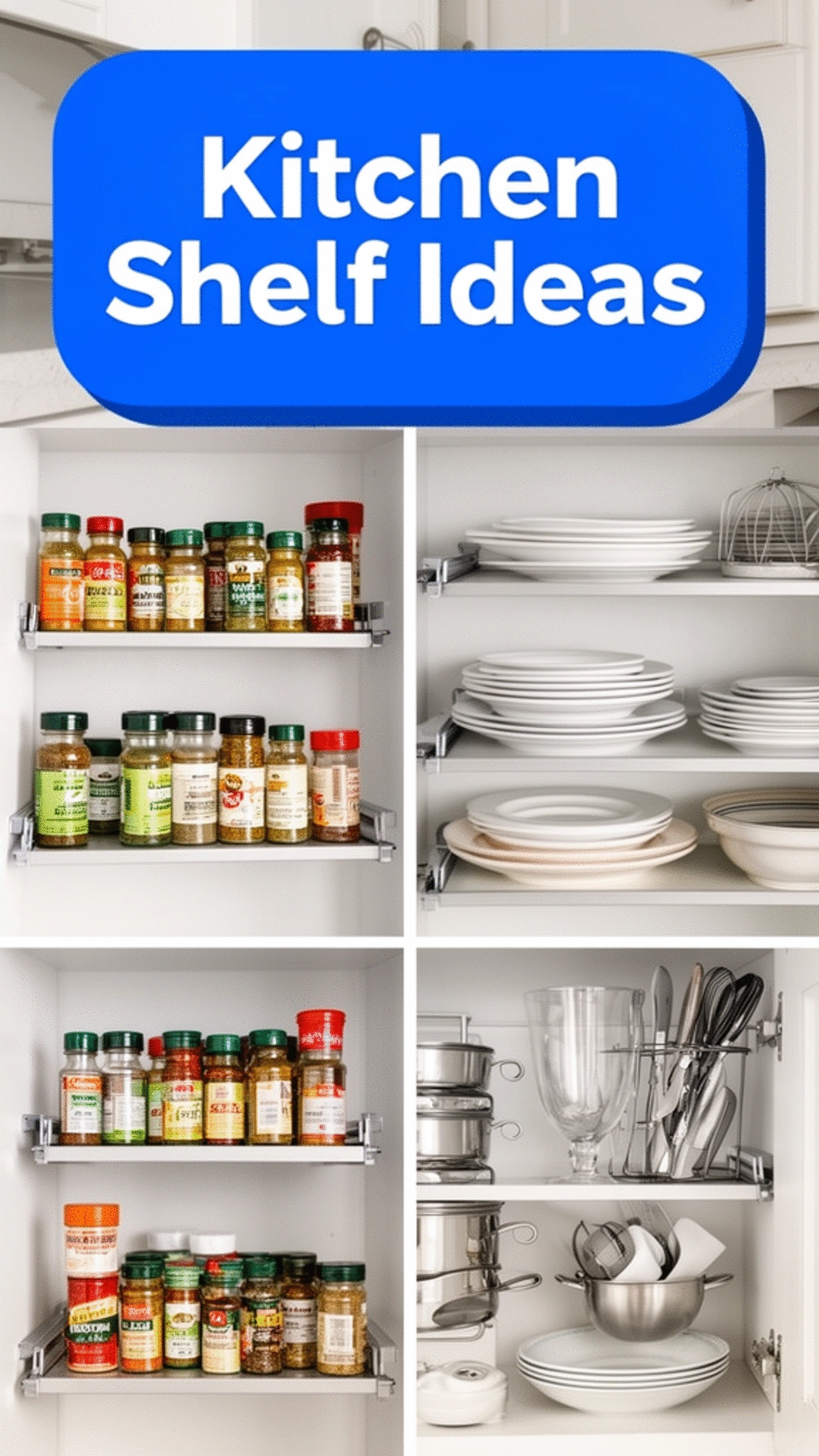 Renter-Friendly Kitchen Cabinet Tension Shelf That Adds Storage with No Screws