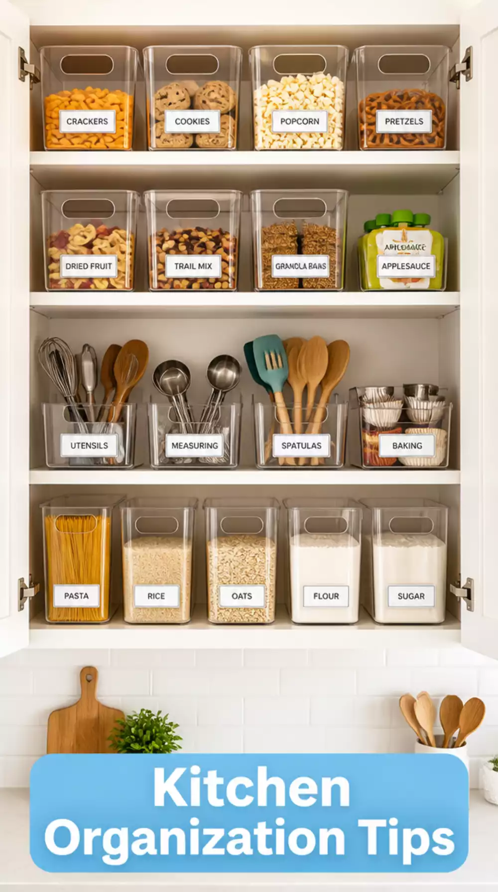 Dollar Tree Clear Bins That Make Kitchen Cabinets Look Styled