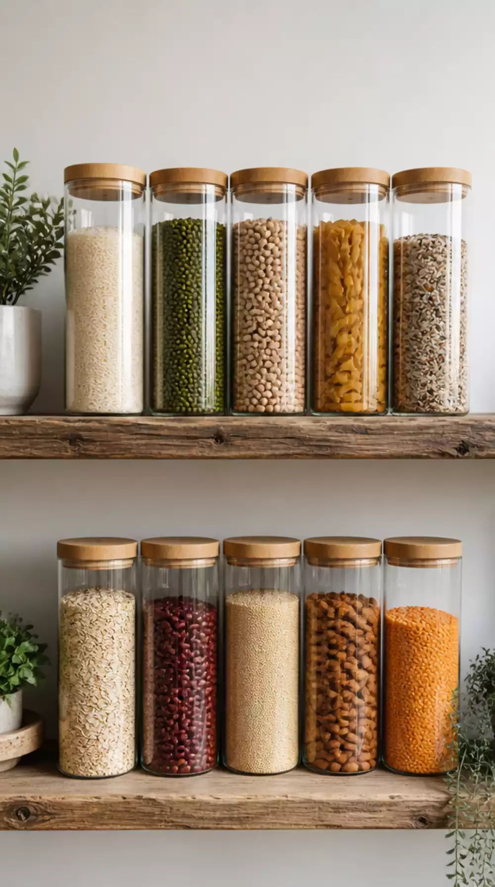 Pantry Airtight Glass Jars with Wooden Lids That Keep Dry Goods Fresh