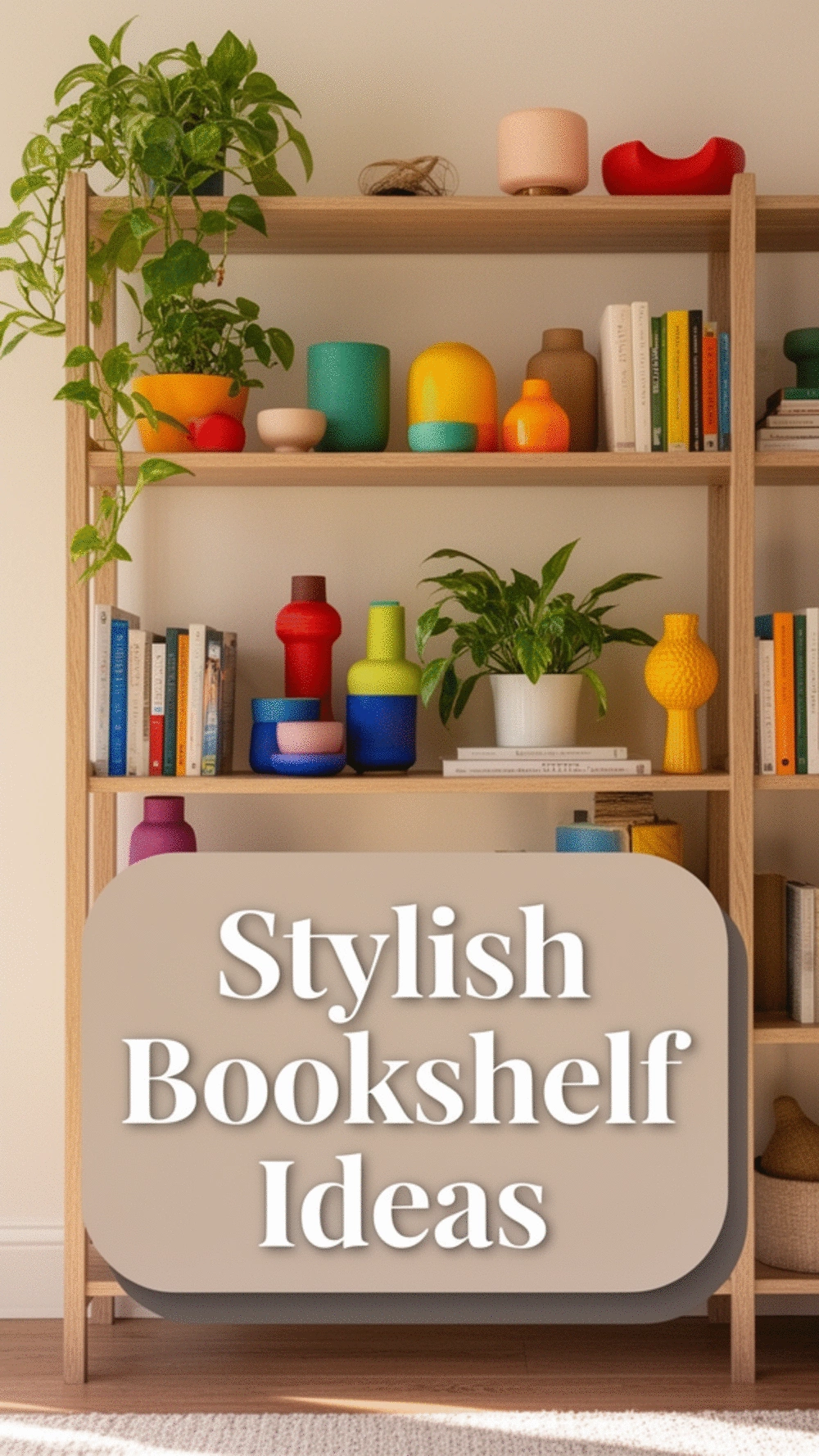 Living Room Bookshelf Decorative Object Group That Breaks Up a Wall of Spines