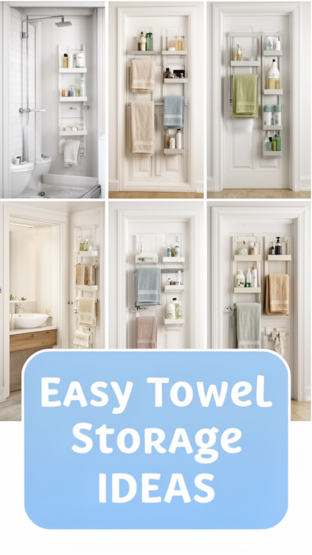 Renter Bathroom Over-the-Door Towel Bar That Slides Over Any Standard Door Frame