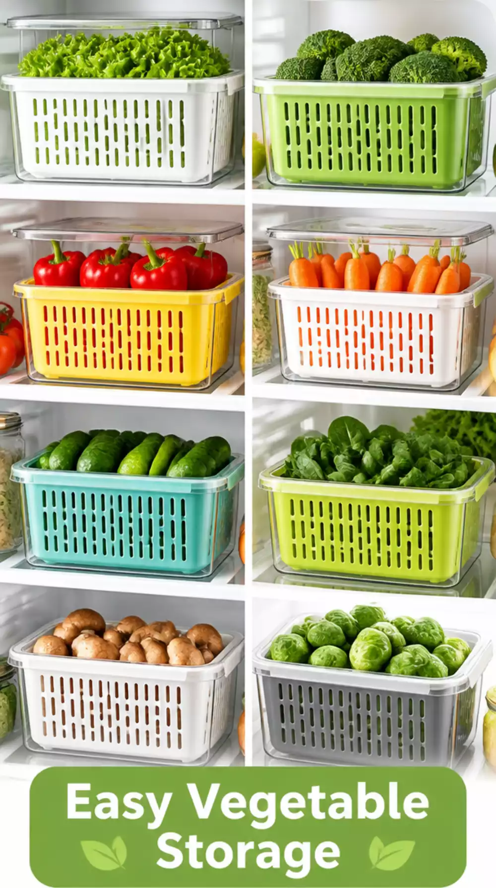 Fridge Produce Storage Container with Vent Holes That Keeps Vegetables Fresh Longer