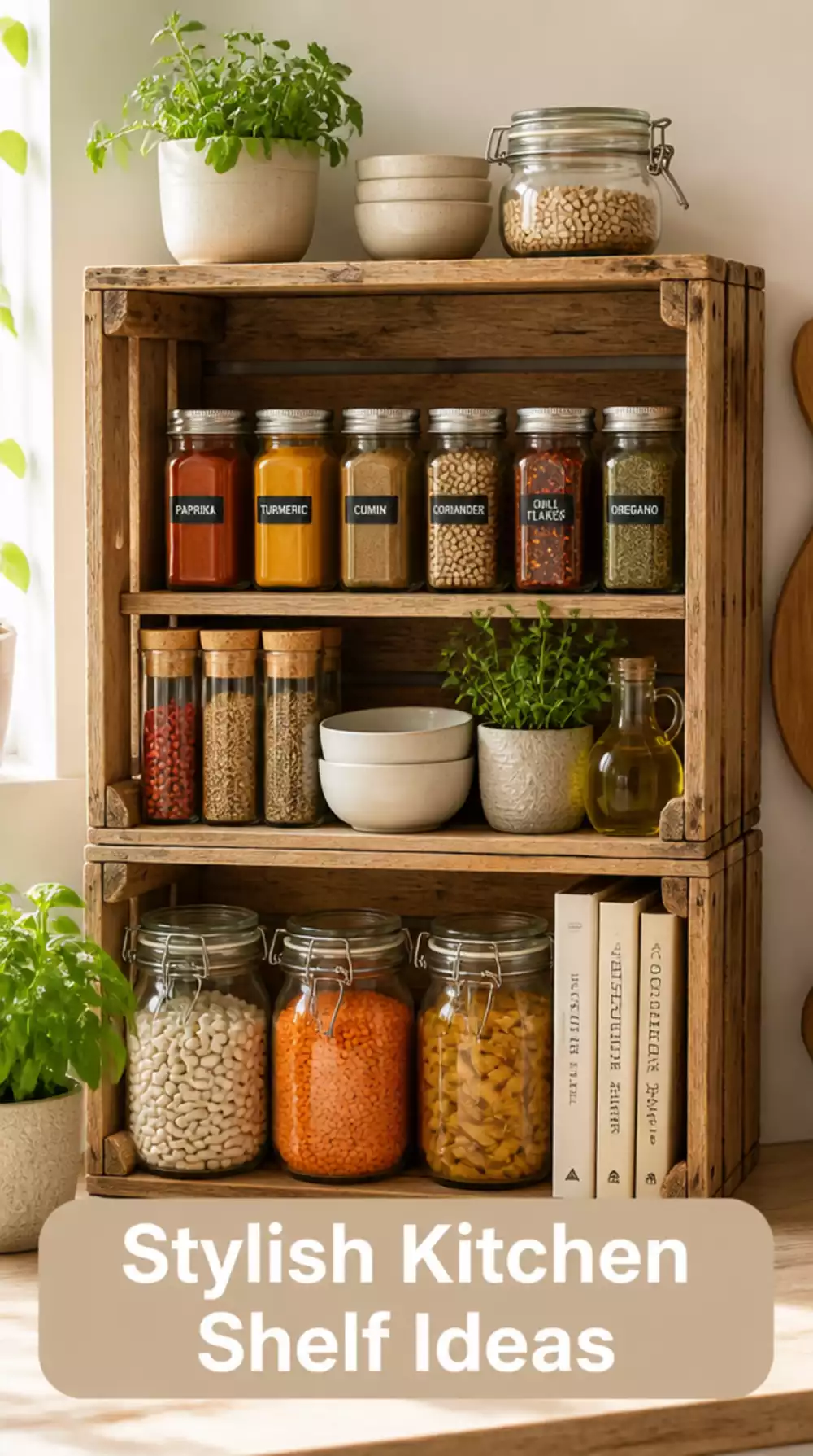 Thrifted Wooden Crate Turned Kitchen Open Shelf That Costs Almost Nothing
