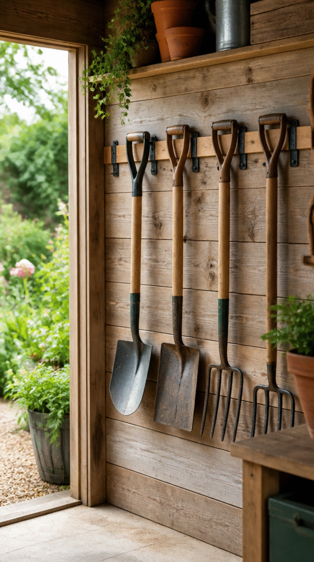 Garden Shed Wall-Mounted Tool Rack That Hangs Every Spade and Fork Off the Floor
