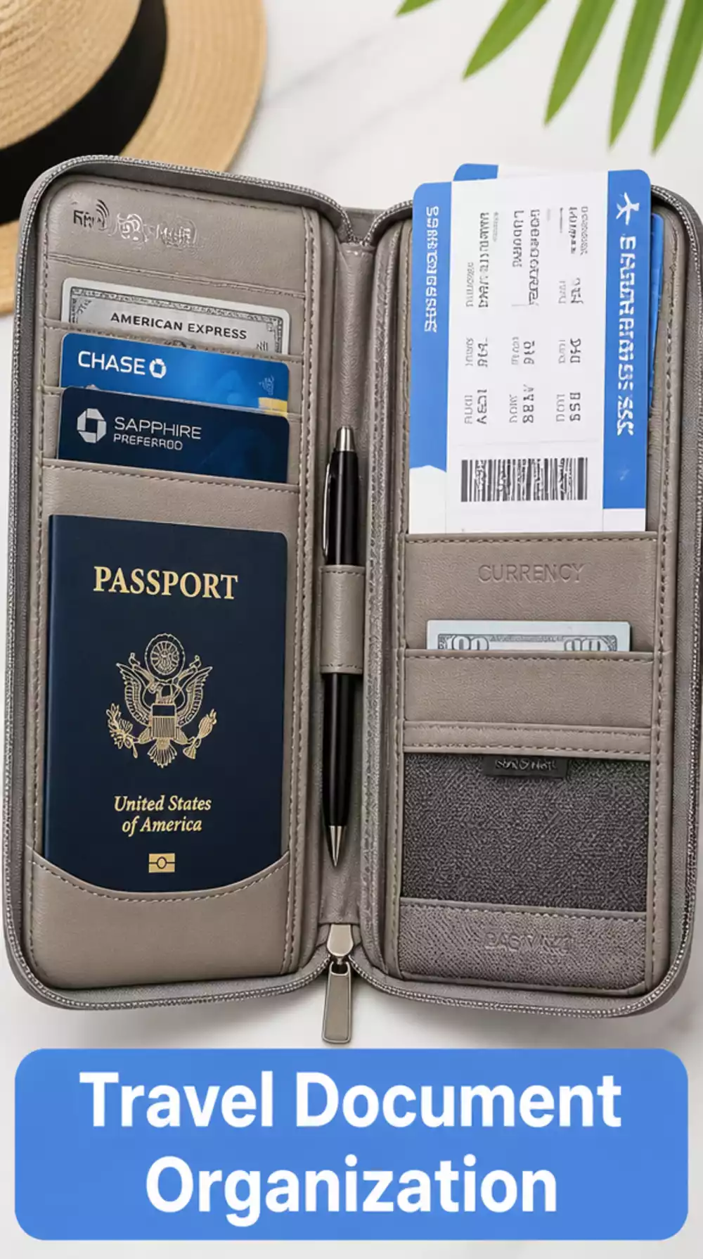 Travel Document Organizer Wallet That Holds Passport- Cards- and Boarding Pass Together