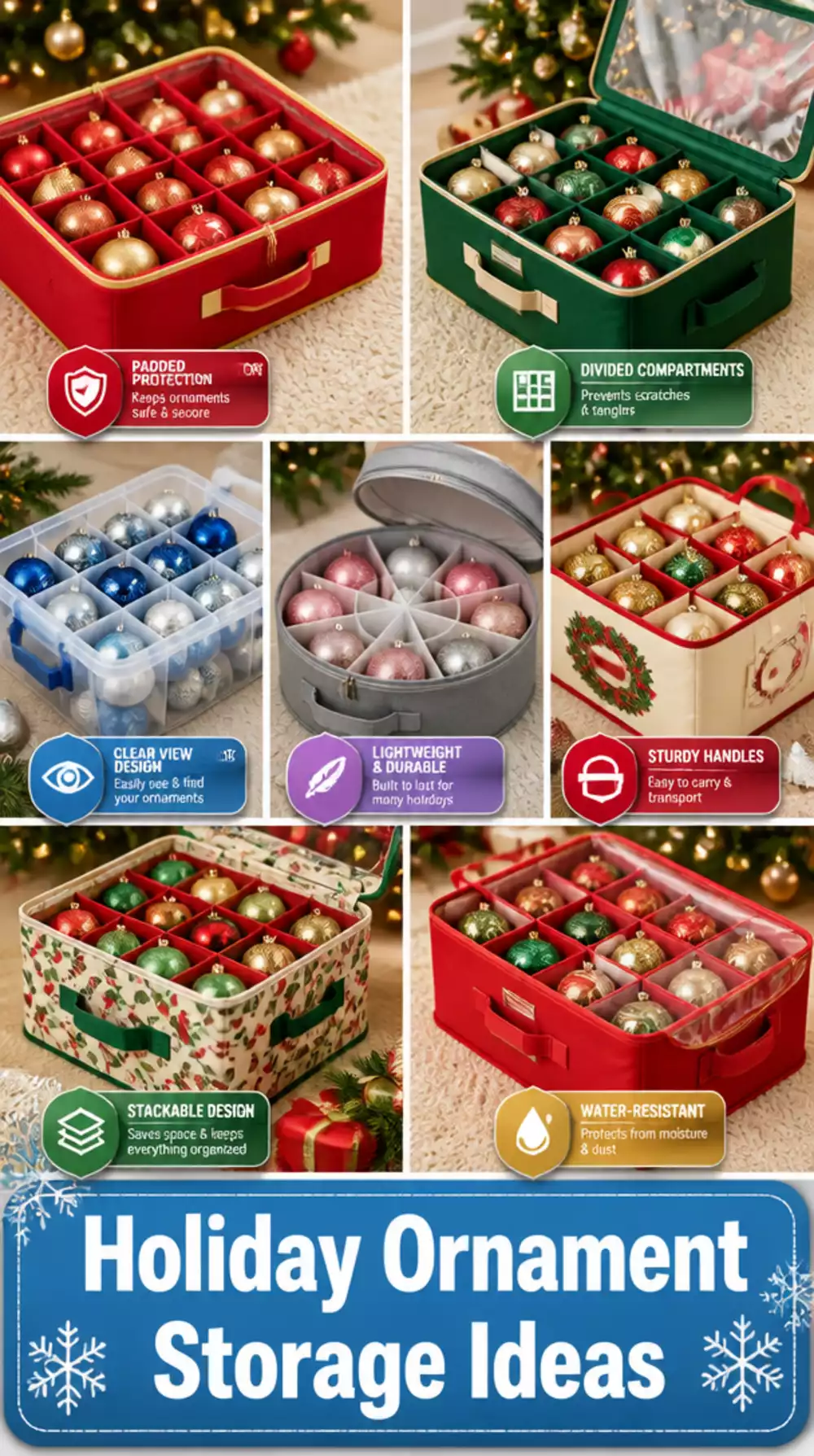 Holiday Decoration Divided Storage Box That Protects Ornaments Between Seasons