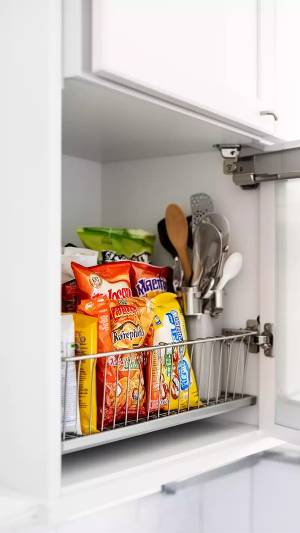 Maximize Kitchen Cabinet Space with Under-Shelf Baskets