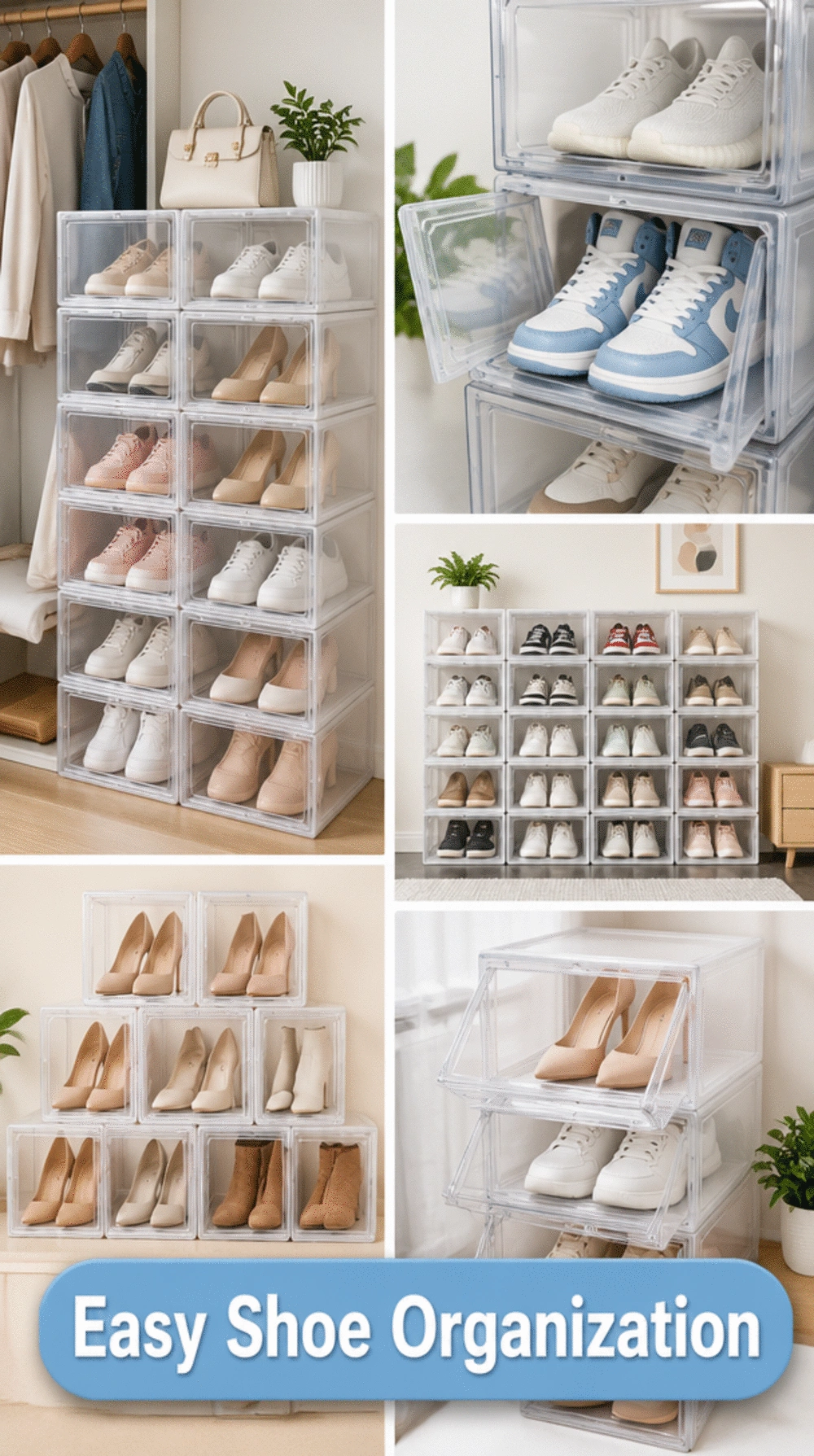 Closet Clear Stackable Shoe Boxes That Make Every Pair Visible on the Floor