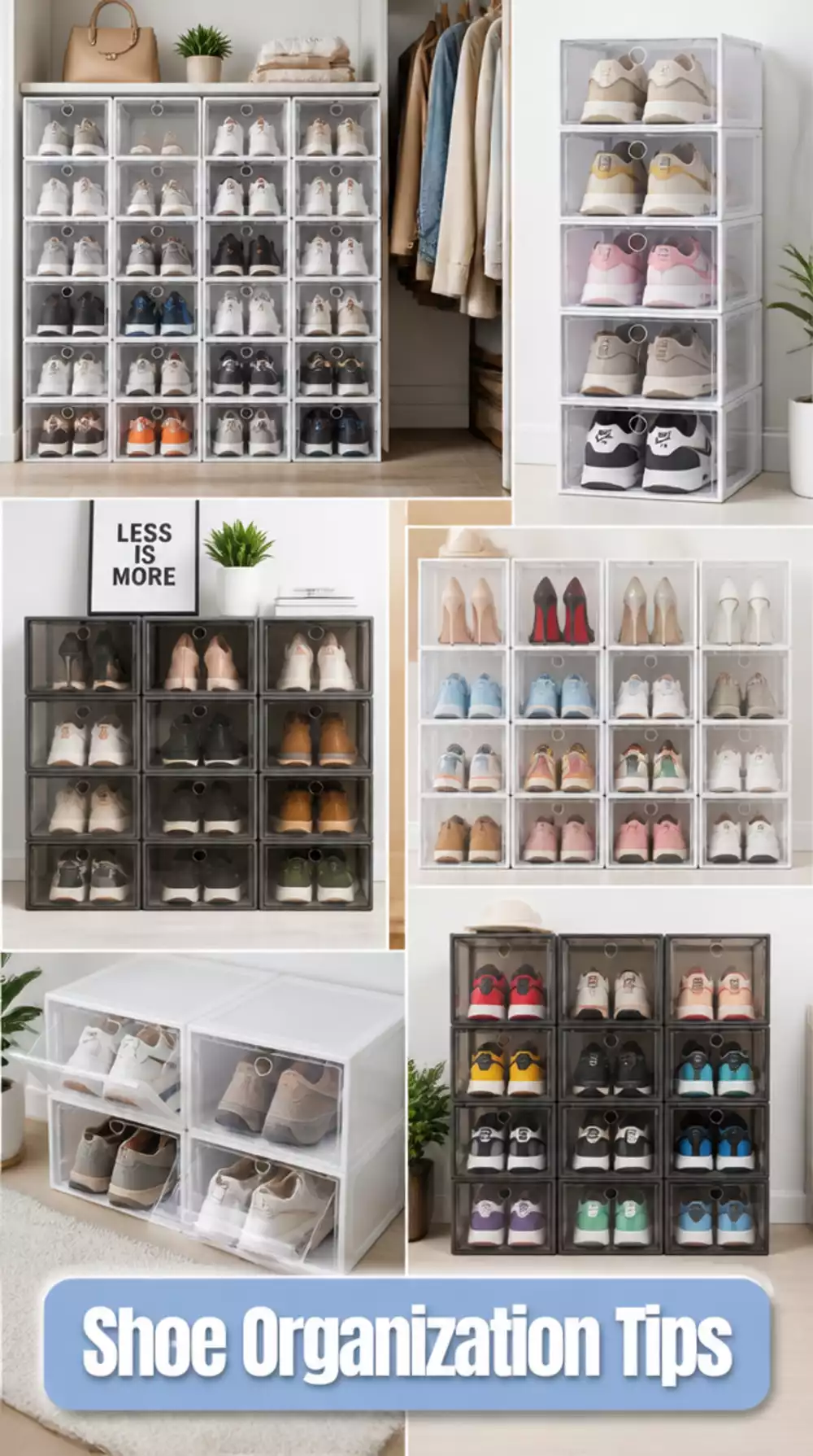 Bedroom Stackable Clear Shoe Boxes That Tidy a Closet Floor Fast