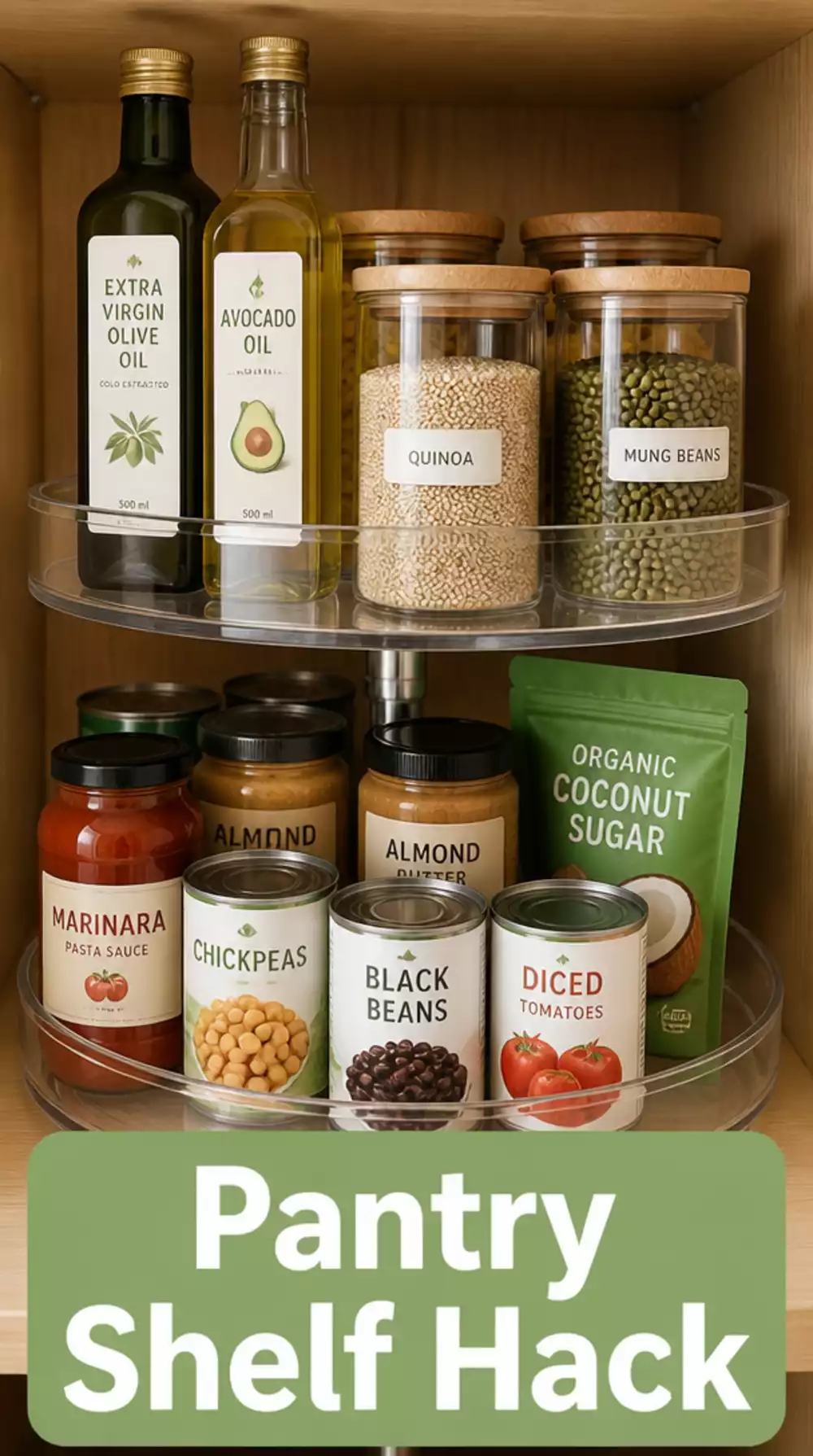 The Deep Pantry Shelf Hack Using a Turntable That Makes the Back Row Reachable