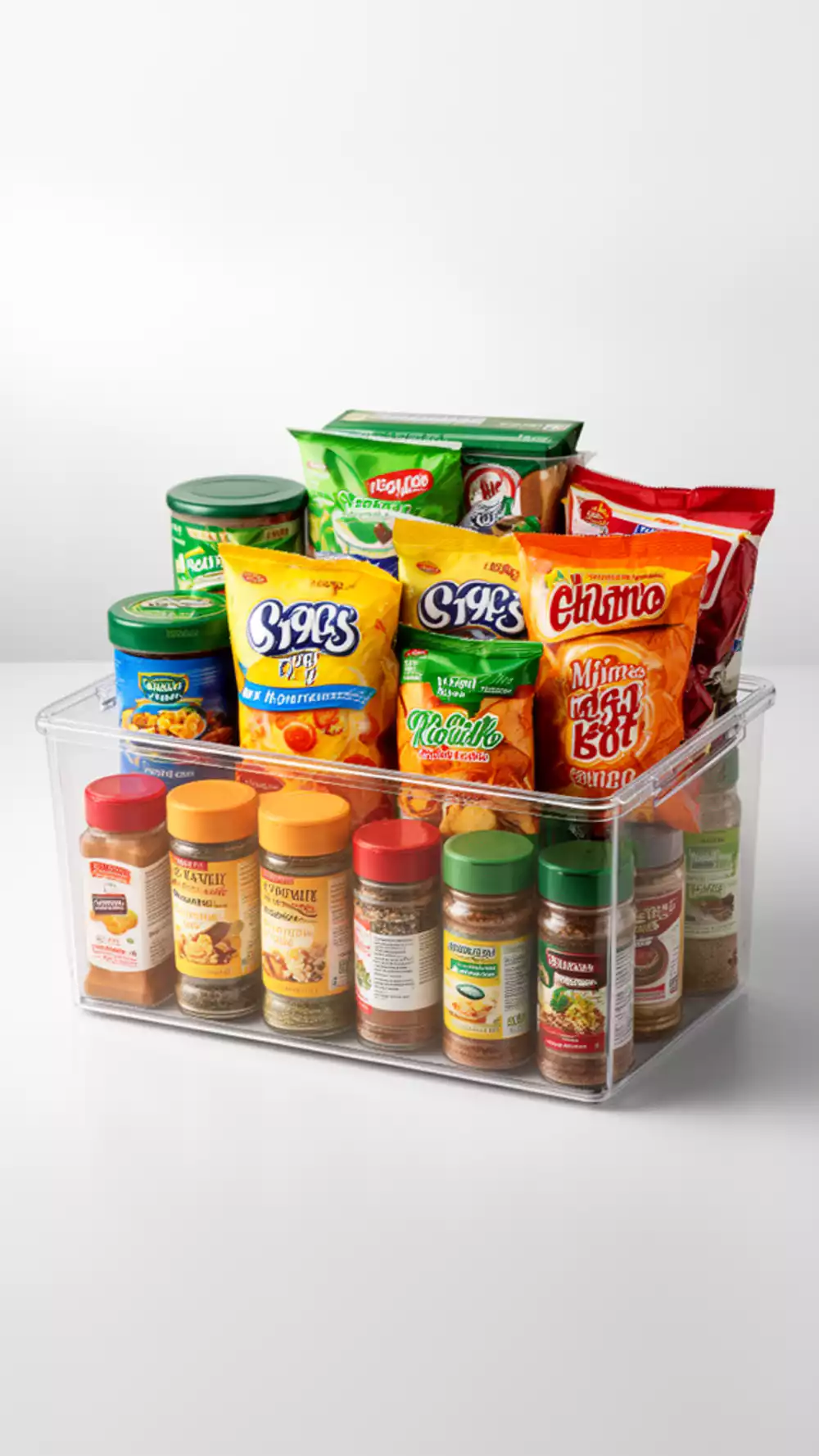 Clear Acrylic Bins for Organized Kitchen Cabinets